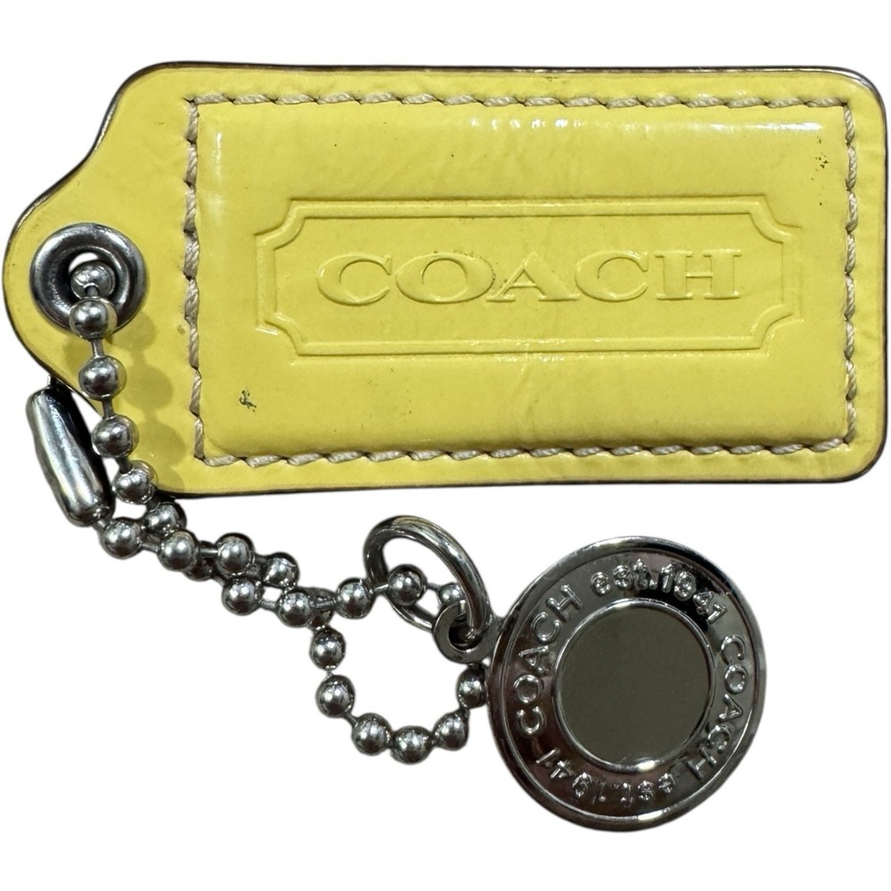 Coach 2 Piece Set Key‎ Ring Brass Ball Chain Fob Purse Charm Lite Pale Yellow.